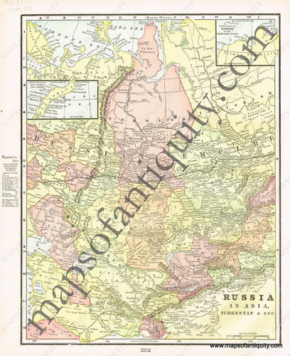 Antique-Printed-Color-Map-Russia-in-Asia-Turkestan-&-Etc.-Asia-Russia-in-Asia-1900-Cram-Maps-Of-Antiquity