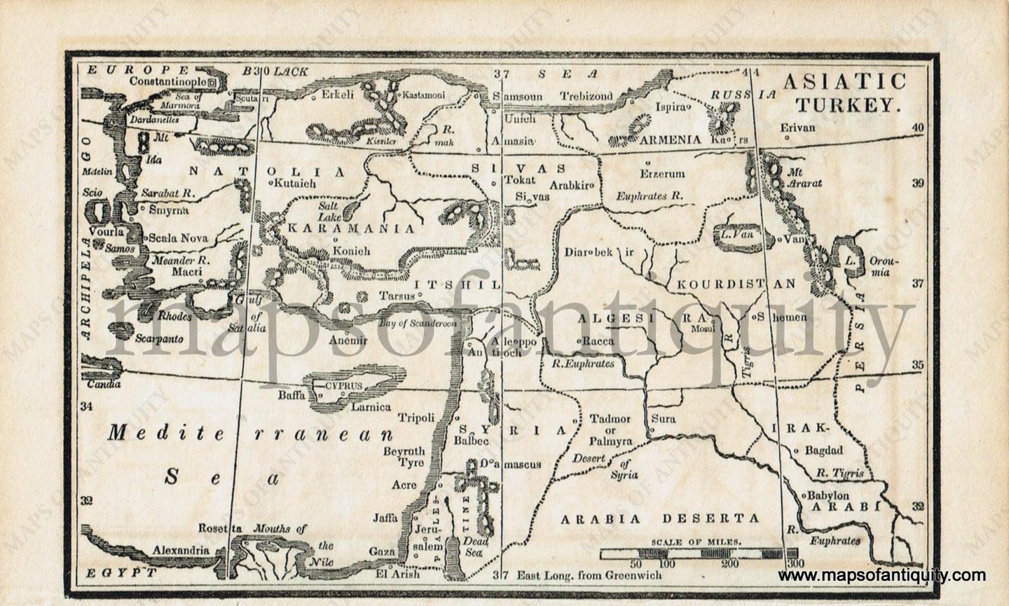 Antique-Black-and-White-Map-Asiatic-Turkey-Asia-Europe-Turkey-&-the-Mediterranean-Asia-General-1830-Boston-School-Geography-Maps-Of-Antiquity