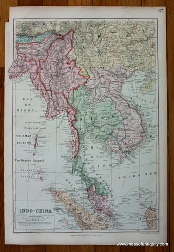 Antique-Printed-Color-Map-Indo-China-Asia-Asia-General-China-&-Japan-1904-Stanford-Maps-Of-Antiquity