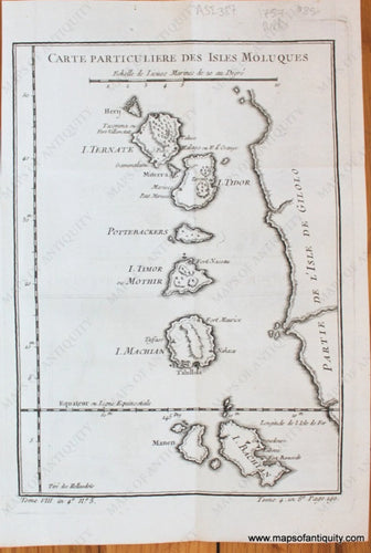 Antique-Map-Carte-Particuliere-des-Isles-Moluques-Moluccas-Maluku-Southeast-Asia-Indonesia-Bellin-L'Histoire-Generale-des-Voyages-1757-1750s-1700s-Mid-18th-Century-Maps-of-Antiquity