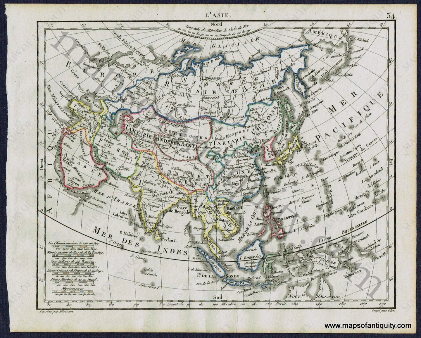 Antique-Map-Asia-L'Asie-Herrison-French-1806-1800s-Early-19th-Century-Maps-of-Antiquity