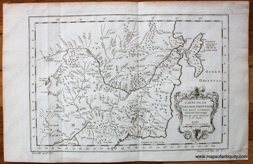 Antique-Early-Map-Eastern-East-China-Carte-de-la-Tartarie-Orientale-French-Bellin-1757-1750s-1700s-Mid-Late-18th-Century-Maps-of-Antiquity