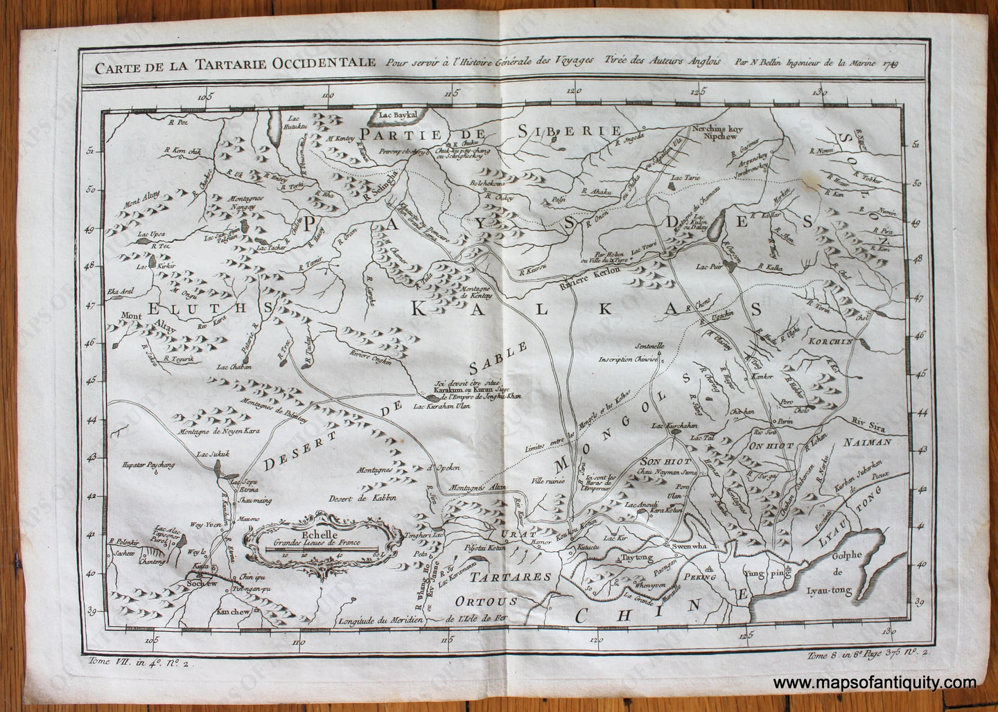 Antique-Map-Carte-de-La-Tartarie-Occidentale-Asia-Russia-China-Mongolia-Bellin-1749-1740s-Early-Mid-18th-Century-Maps-of-Antiquity