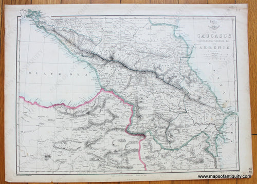 Antique-Map-The-Caucasus-(Circassia-Georgia-&c)-and-Armenia-Weller-Weekly-Dispatch-1865-Maps-Of-Antiquity