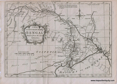 Antique-Map-Asia-A-New-and-Accurate-Map-of-Bengal-Drawn-from-the-Best-Authorities.-1760-Kitchin/London-Magazine-Indian-Subcontinent-1700s-18th-century-Maps-of-Antiquity