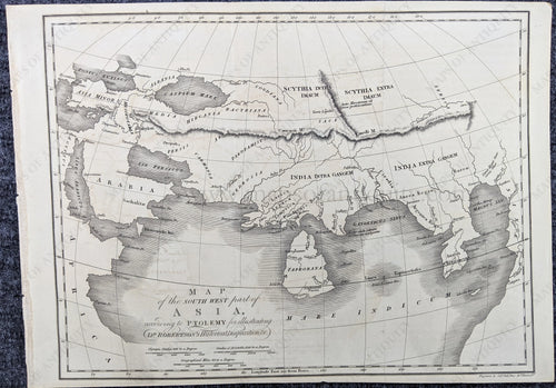 Genuine-Antique-Map-Map-of-the-South-West-part-of-Asia-according-to-Ptolemy-for-illustrating-Dr.-Robertson's-Historical-Disquisition-&c.-Antique-Historical-Maps-&-Ancient-World--c.-1800-Hall-Maps-Of-Antiquity-1800s-19th-century