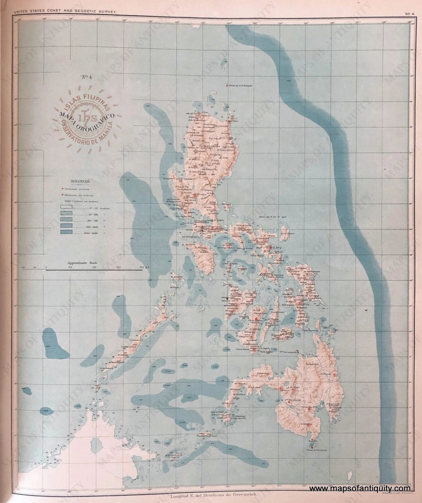 '-Orographic-Map-of-the-Philippines-showing-Mountains-Asia-Southeast-Asia-&-Indonesia-1899-P.-Jose-Algue/USC&GS-Maps-Of-Antiquity-1800s-19th-century