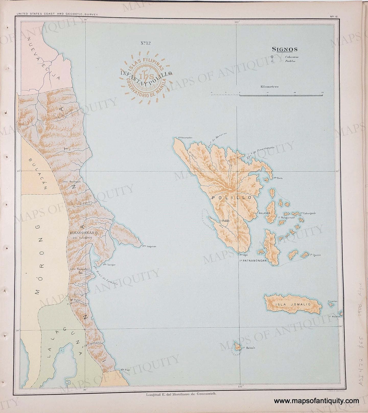 1900 - Part of Luzon, Infanta and Polillo Island Philippines - Isla Fi ...