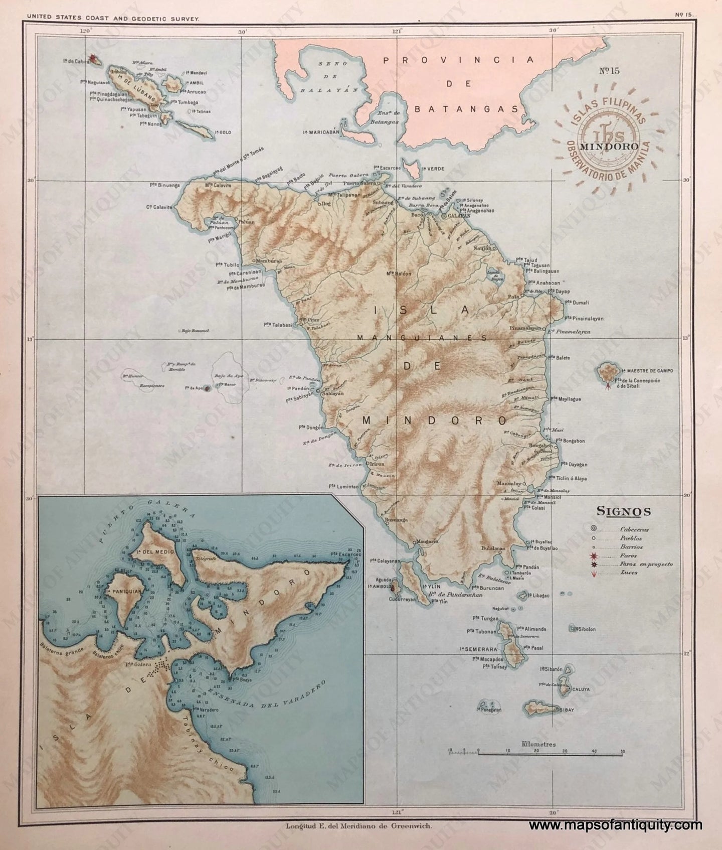 '-Mindoro-Island-Philippines-Asia-Southeast-Asia-&-Indonesia-1899-P.-Jose-Algue/USC&GS-Maps-Of-Antiquity-1800s-19th-century