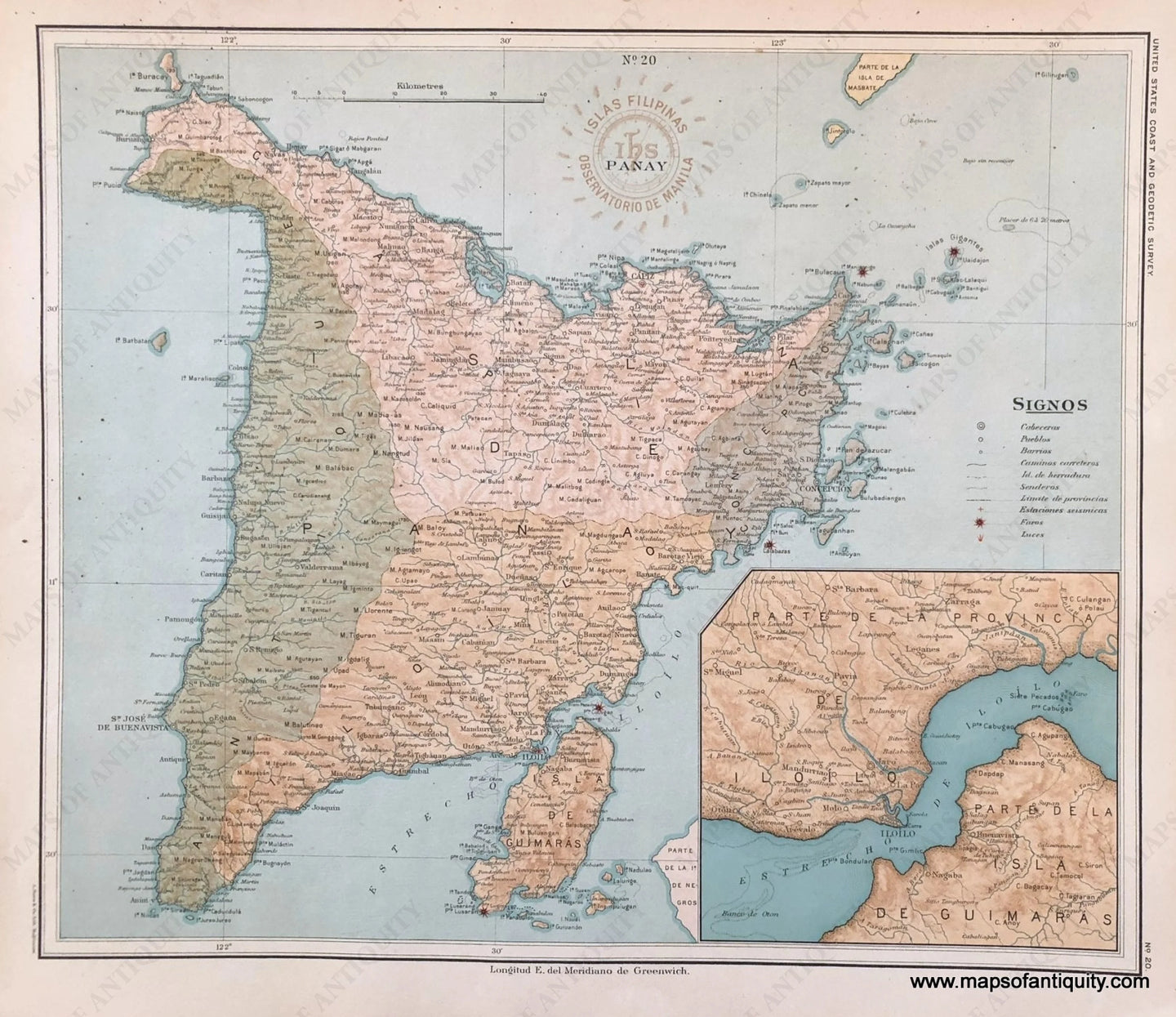 '-Panay-with-Iloilo-Strait-Philippines-Asia-Southeast-Asia-&-Indonesia---Maps-Of-Antiquity-1800s-19th-century