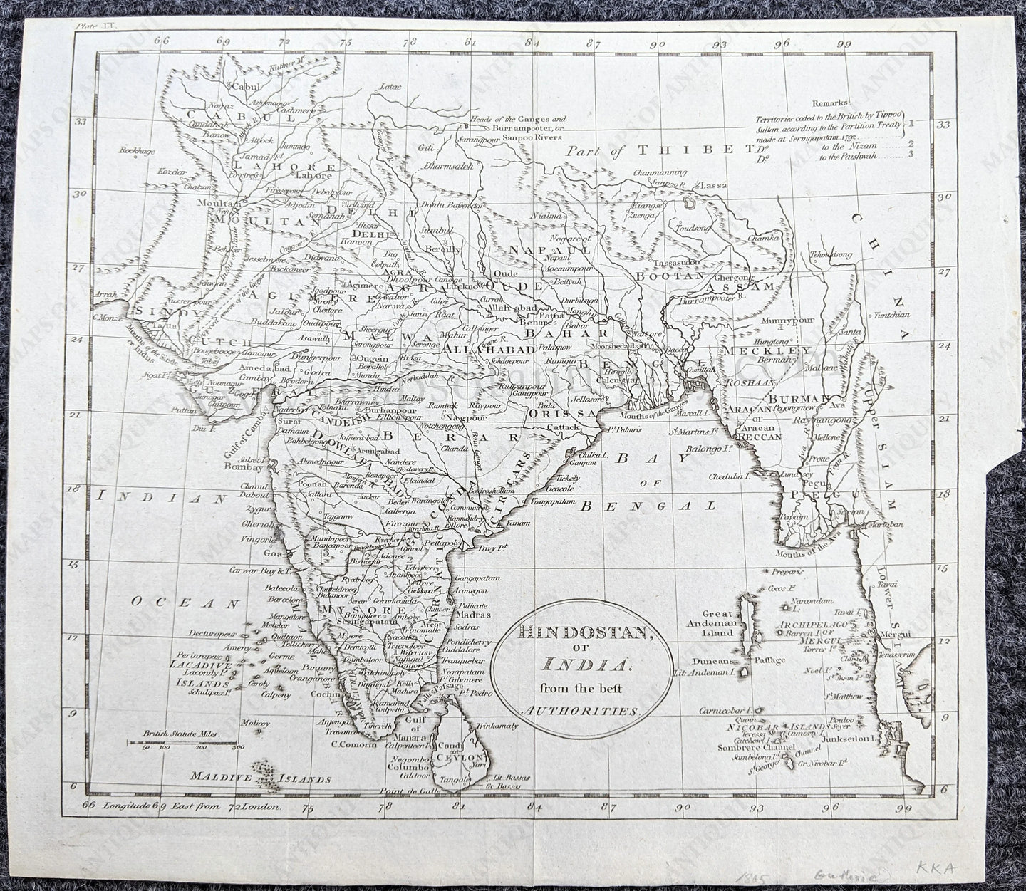 Genuine-Antique-Map-Hindostan-or-India-from-the-best-Authorities-Asia-Indian-Subcontinent-1805-Guthrie-Maps-Of-Antiquity-1800s-19th-century