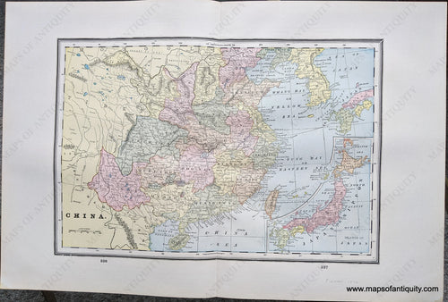 Genuine-Antique-Printed-Color-Comparative-Chart-China-and-Japan;-versos:-Australia-&-Tasmania-East-Indies-Asia--1892-Home-Library-&-Supply-Association-Maps-Of-Antiquity-1800s-19th-century