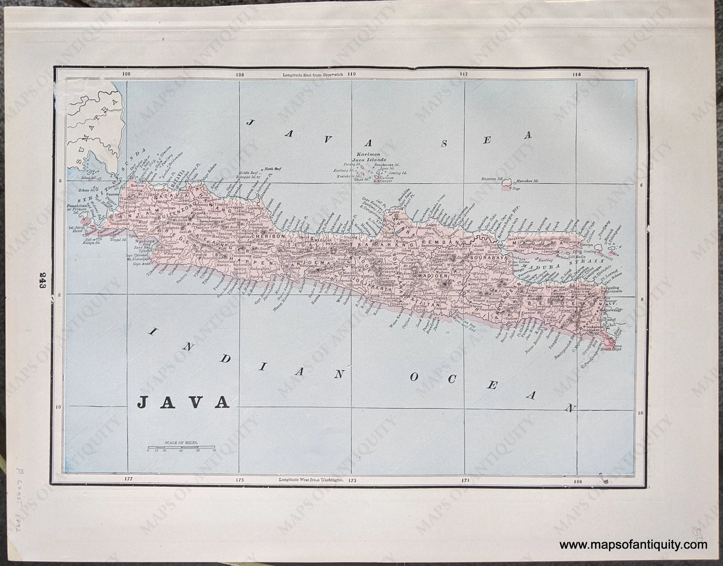 Genuine-Antique-Printed-Color-Comparative-Chart-Java;-verso:-Sumatra-Oceania--1892-Home-Library-&-Supply-Association-Maps-Of-Antiquity-1800s-19th-century