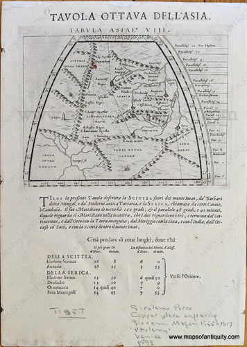 Genuine-Antique-Map-Tavola-Ottava-Dell'Asia-(Tabula-Asiae-VIII)-Asia-Indian-Subcontinent-1598-Magini-Maps-Of-Antiquity-1800s-19th-century