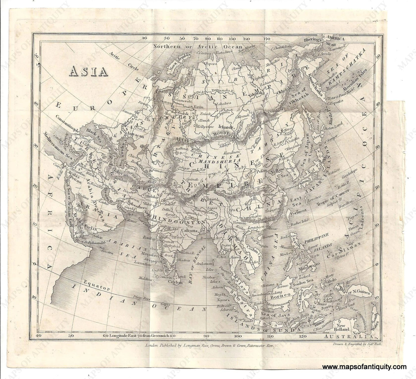 Genuine-Antique-Map-Asia-1829-Goldsmith-Maps-Of-Antiquity