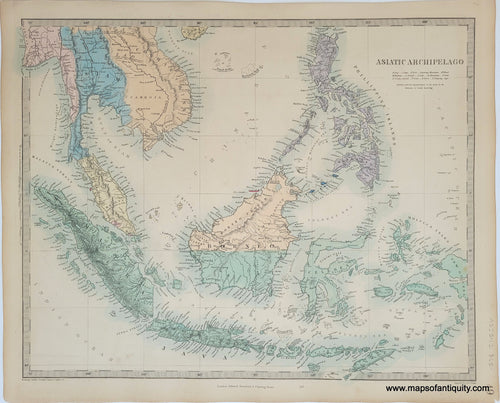 Genuine-Antique-Map-Asiatic-Archipelago-Southeast-Asia-Indonesia--1860-SDUK-Society-for-the-Diffusion-of-Useful-Knowledge-Maps-Of-Antiquity-1800s-19th-century