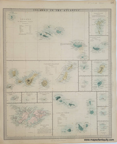 Genuine-Antique-Map-Islands-in-the-Atlantic-Atlantic--1860-SDUK-Society-for-the-Diffusion-of-Useful-Knowledge-Maps-Of-Antiquity-1800s-19th-century