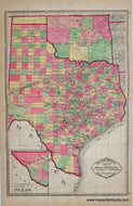 1887 - Tunison’s Texas & Indian Territory Antique Map Genuine Hand-Colored