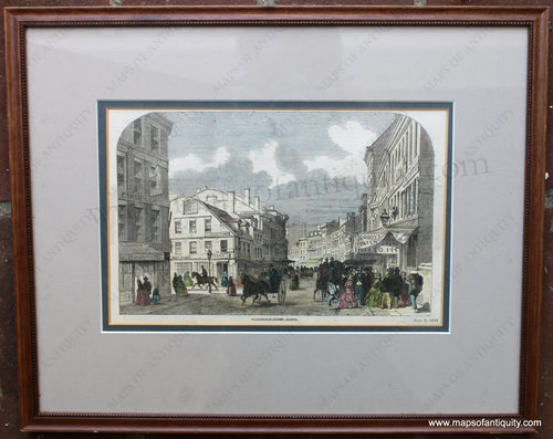 Framed-Genuine-Hand-Colored-Antique-Print-Washington-Street-Boston.-1858-London-Illustrated-News-Maps-Of-Antiquity