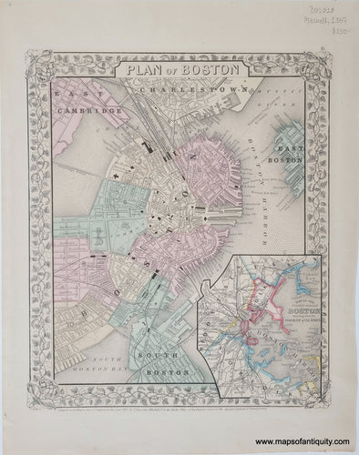 Antique-Hand-Colored-Map-Plan-of-Boston-1867-Mitchell-Maps-Of-Antiquity