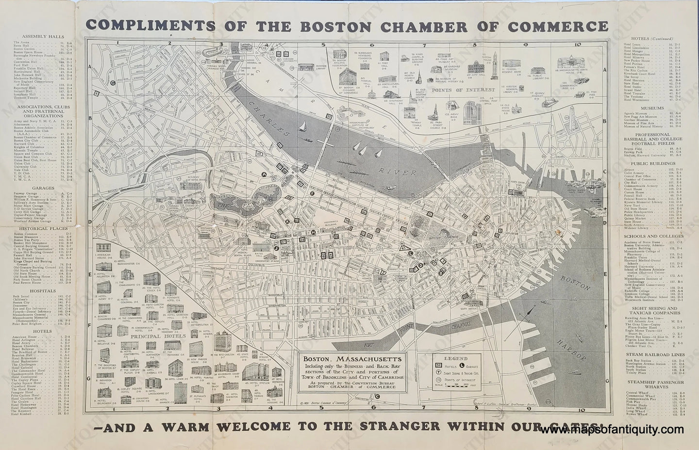 Genuine-Antique-Map-Boston-Massachusetts-Including-only-the-Business-and-Back-Bay-sections-of-the-City-and-portions-of-the-Town-of-Brookline-and-City-of-Cambridge--1931-Lufkin-Boston-Chamber-of-Commerce-Maps-Of-Antiquity