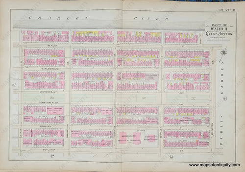 Genuine-Antique-Map-Plate-8-Part-of-Ward-11-City-of-Boston-1895-Bromley-Maps-Of-Antiquity