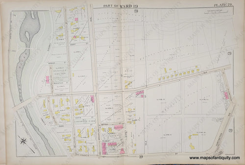 Genuine-Antique-Map-Plate-29-Part-of-Ward-19-City-of-Boston-1895-Bromley-Maps-Of-Antiquity