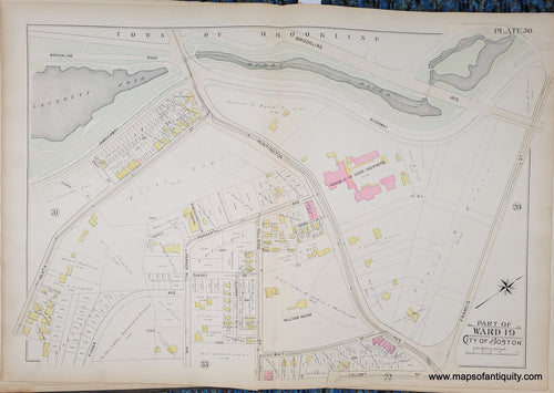 Genuine-Antique-Map-Plate-30-Part-of-Ward-19-City-of-Boston-1895-Bromley-Maps-Of-Antiquity