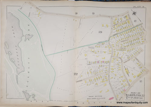 Genuine-Antique-Map-Plate-31-Part-of-Wards-19-22-City-of-Boston-1895-Bromley-Maps-Of-Antiquity