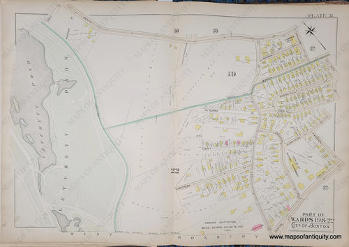 Genuine-Antique-Map-Plate-31-Part-of-Wards-19-22-City-of-Boston-1895-Bromley-Maps-Of-Antiquity