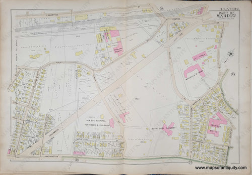 Genuine-Antique-Map-Plate-34-Part-of-Ward-22-City-of-Boston-1895-Bromley-Maps-Of-Antiquity