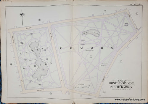 Genuine-Antique-Map-Plate-44-Plan-of-Boston-Common-and-Public-Garden-City-of-Boston-1895-Bromley-Maps-Of-Antiquity
