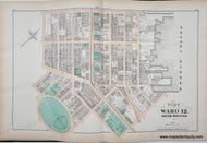 Genuine-Antique-Map-Part-of-Ward-12-South-Boston-Plate-C-1874-Hopkins-Maps-Of-Antiquity