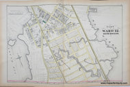 Genuine-Antique-Map-Part-of-Ward-12-South-Boston-Plate-E-1874-Hopkins-Maps-Of-Antiquity
