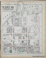 Genuine-Antique-Map-Part-of-Ward-12-South-Boston-Plate-G-1874-Hopkins-Maps-Of-Antiquity