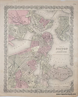 1875 circa - Map of Boston and Adjacent Cities.  - Antique Map