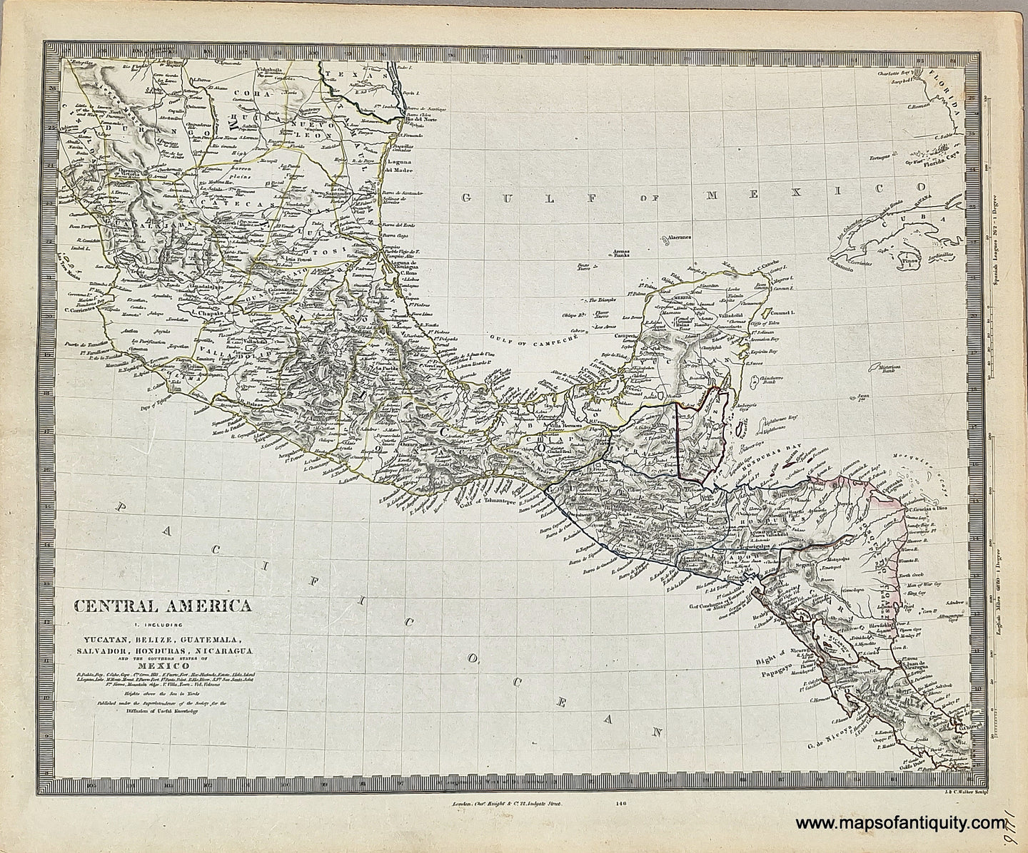 CAM006-Antique-Map-Central-America-Mexico-Yucatan-Belize-Guatemala-Salvador-Honduras-Nicaragua-1850-SDUK-Society-Diffusion-Useful-Knowledge