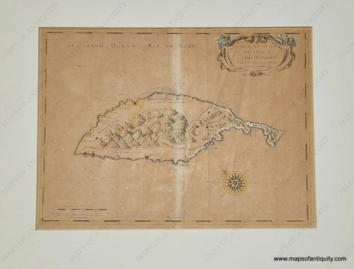 Antique-Hand-Colored-Map-St Kitts-Carte-De-L'Isle-de-Sainct-Christophle-Saint-Christopher-Caribbean-1660-67-Nicolas-Sanson-d'Abbeville-Maps-Of-Antiquity