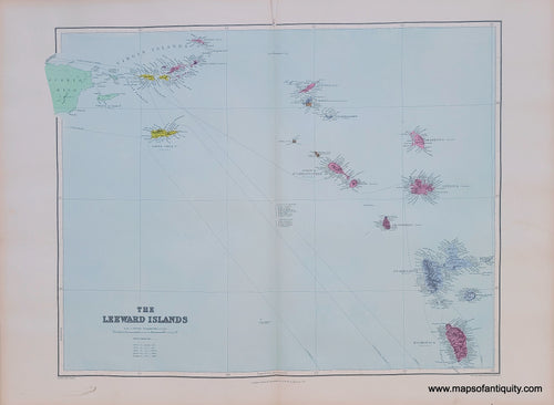 Antique-Map-The-Leeward-Islands-Caribbean-virgin-islands-st kitts-antigua-West-Indies--1904-Stanford-Maps-Of-Antiquity