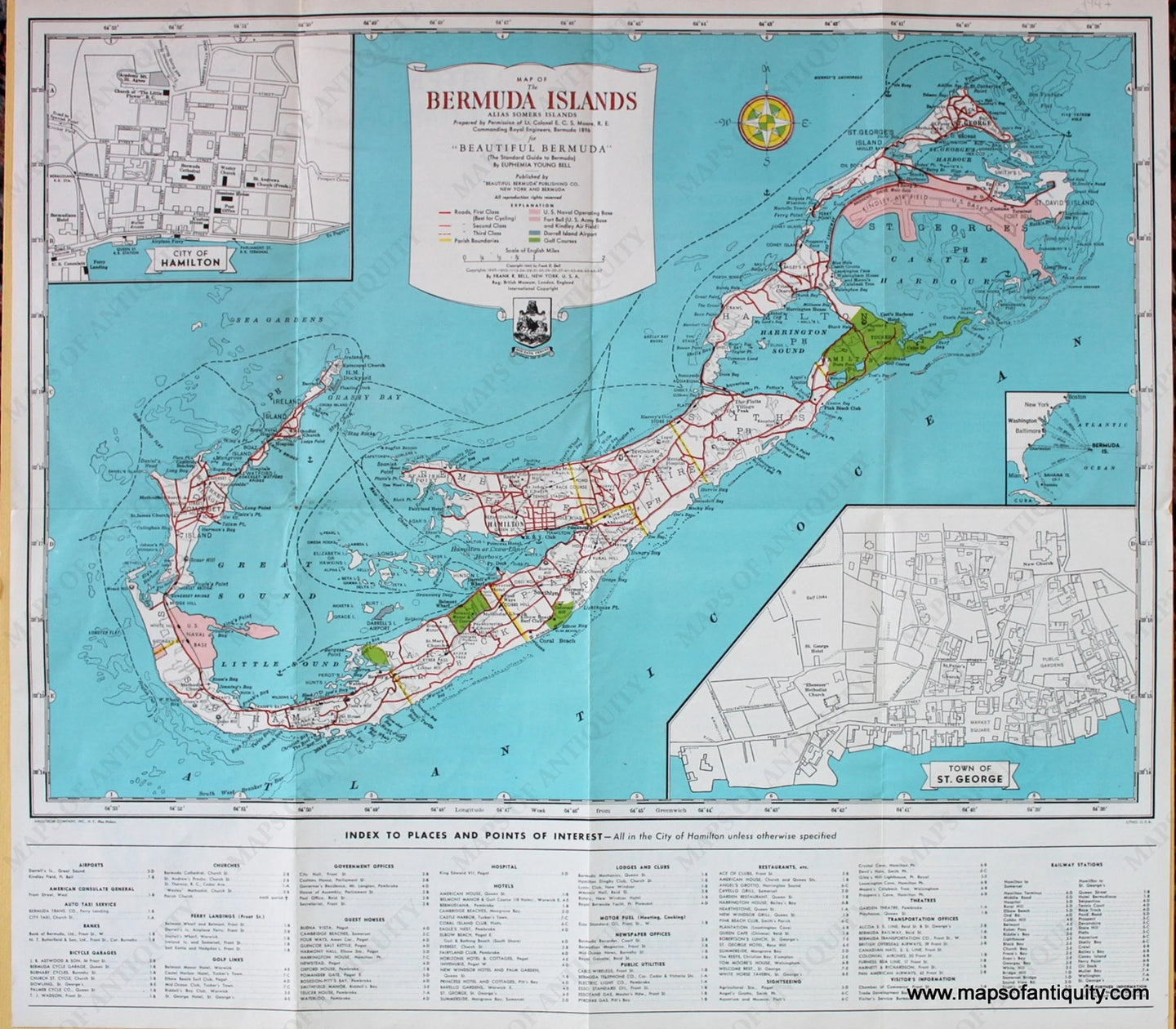 Antique-Map-Map-of-the-Bermuda-Islands-******---1947-Frank-Bell-Maps-Of-Antiquity