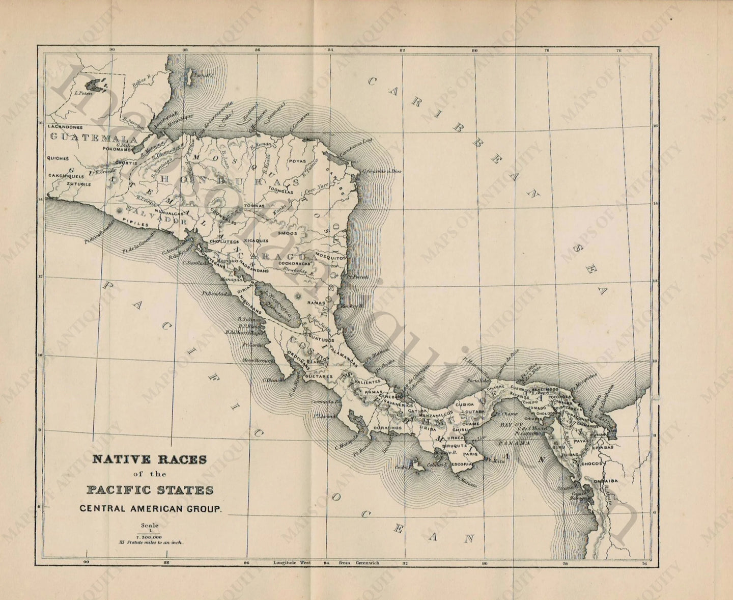 Antique-Map-Native-Races-Pacific-States-Central-America-1883-1880s-1880s-19th-century-Maps-of-Antiquity