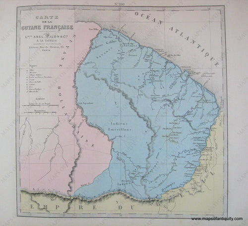 Antique-Hand-Colored-Map-Carte-de-La-Guyane-Francaise-(French-Guiana)-1877-Levasseur-French-Guiana-1800s-19th-century-Maps-of-Antiquity