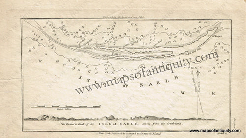 Antique-Nautical-Chart-The-Eastern-End-of-the-Isle-of-Sable-taken-from-the-Southward.--North-America-Canada-1827-Blunt-Maps-Of-Antiquity