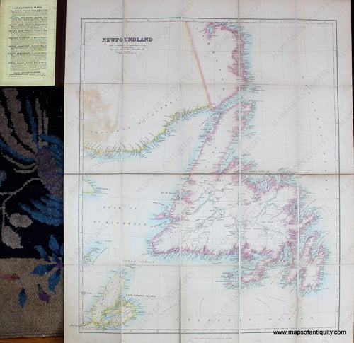 Folding-Map-Map-of-Newfoundland-North-America-Canada-1886-Stanford-Maps-Of-Antiquity