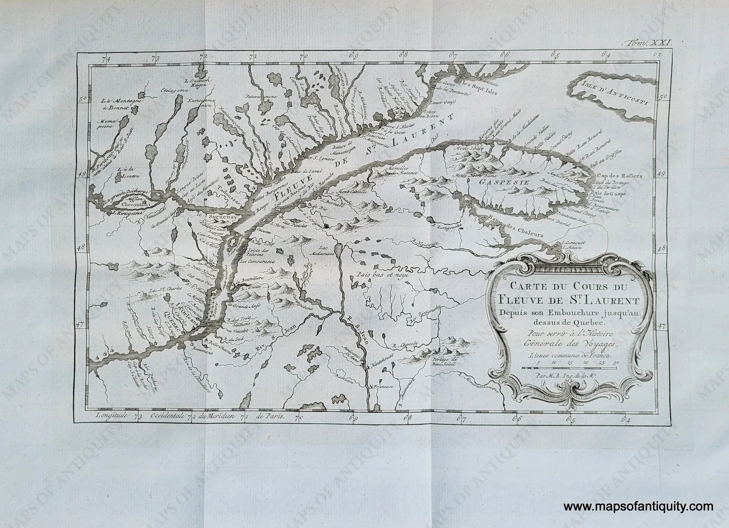 1758 - Saint Lawrence River - Carte du Cours du Fleuve de St. Laurent ...