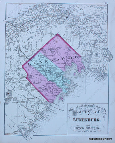 Antique-Hand-Colored-Map-County-of-Lunenburg-Nova-Scotia-North-America-Canada-1879-Roe-Maps-Of-Antiquity