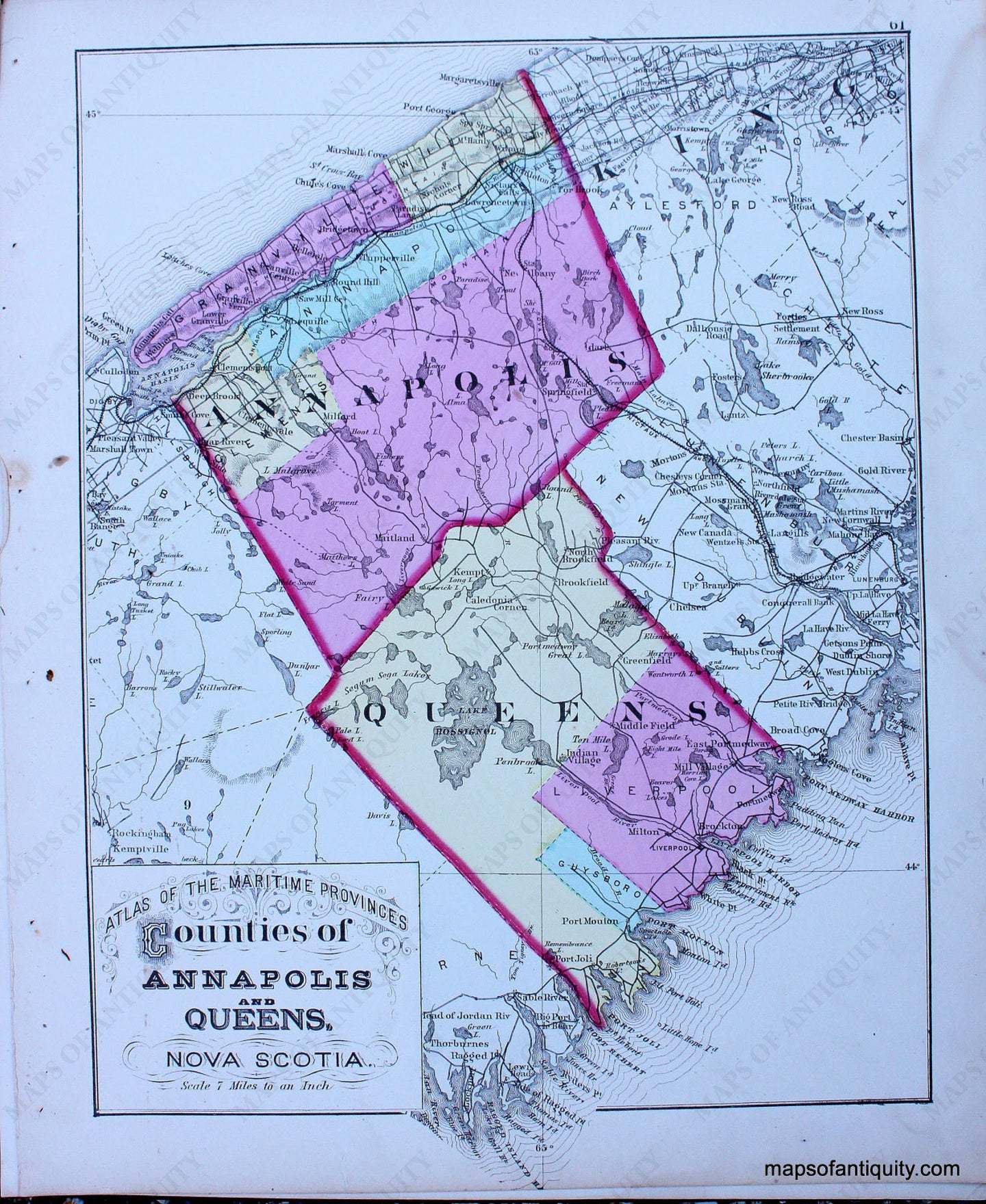 Antique-Hand-Colored-Map-Counties-of-Annapolis-and-Queens-Nova-Scotia-North-America-Canada-1879-Roe-Maps-Of-Antiquity