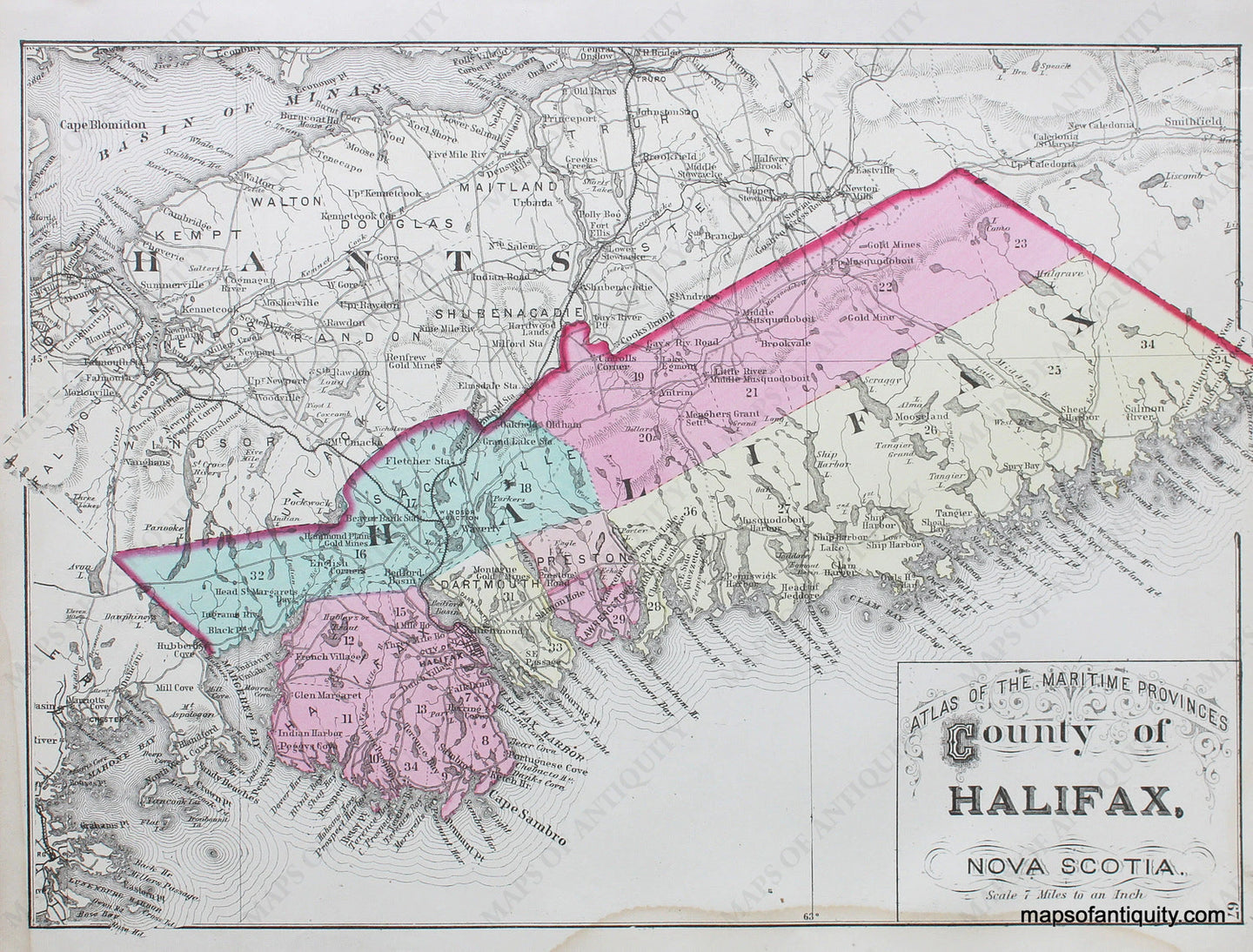 Antique-Hand-Colored-Map-Counties-of-Halifax-Nova-Scotia-North-America-Canada-1879-Roe-Maps-Of-Antiquity