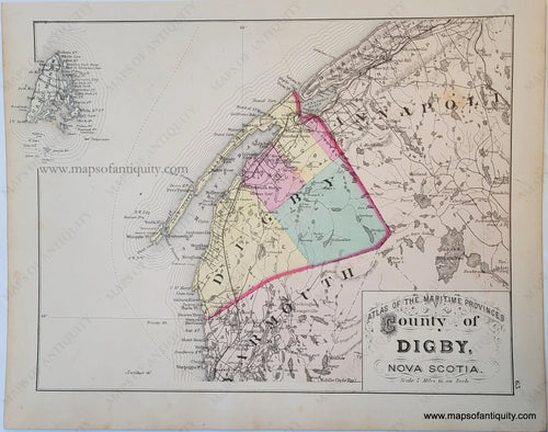 Antique-Hand-Colored-Map-County-of-Digby-Nova-Scotia--North-America-Canada-1879-Roe-Maps-Of-Antiquity