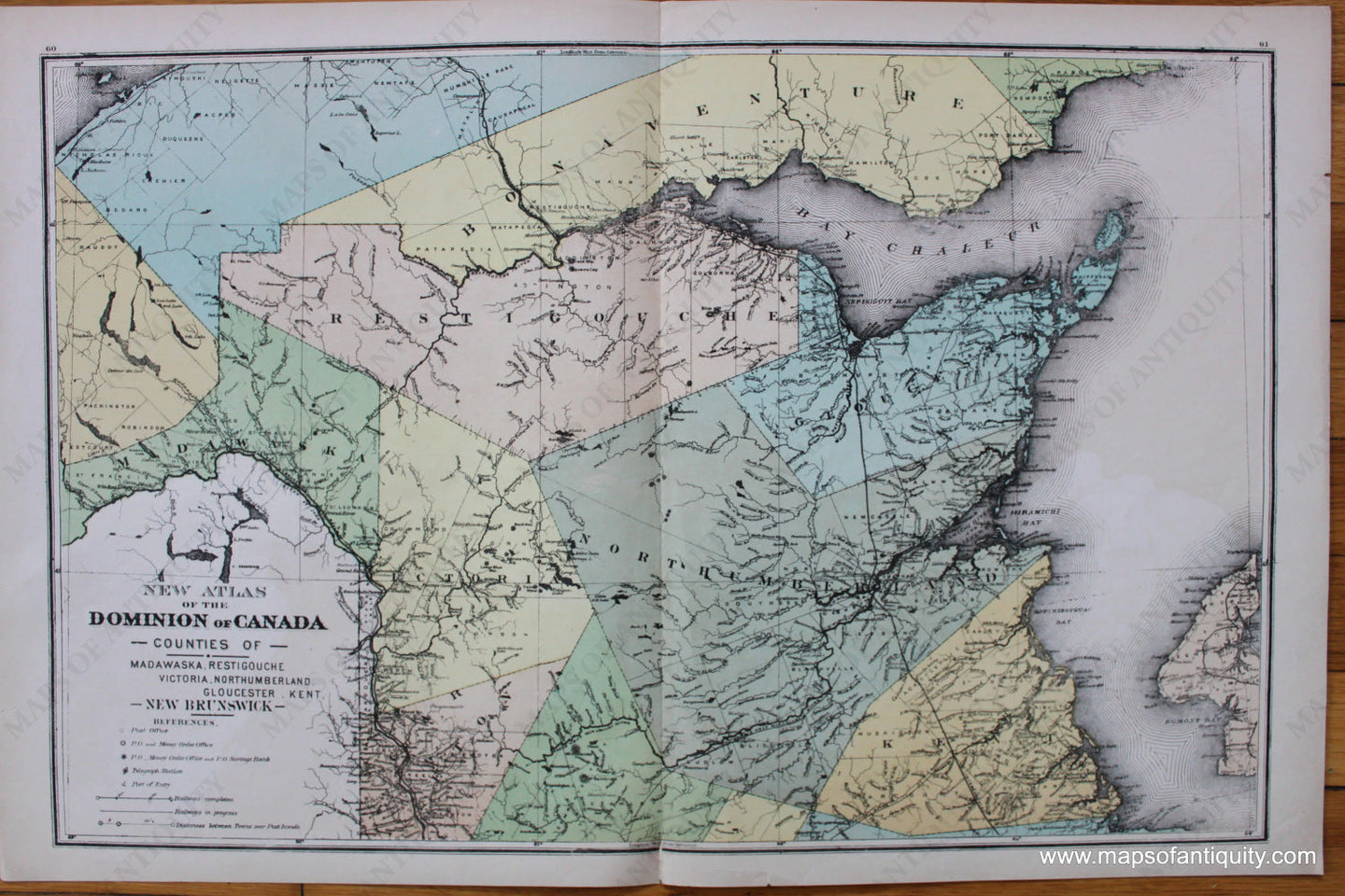 Antique-Printed-Color-Map-New-Atlas-of-The-Dominion-of-Canada-Counties-of-New-Brunswick-North-America-Canada-1881-Belden-Maps-Of-Antiquity